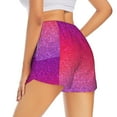 thumbnail image 4 of Picia Light Purple Glitter Pattern Women's 2 in 1 Athletic Running Shorts High Waisted Workout Casual Gym Sweat Shorts with Comfy Liner Zipper Pockets-Small, 4 of 9