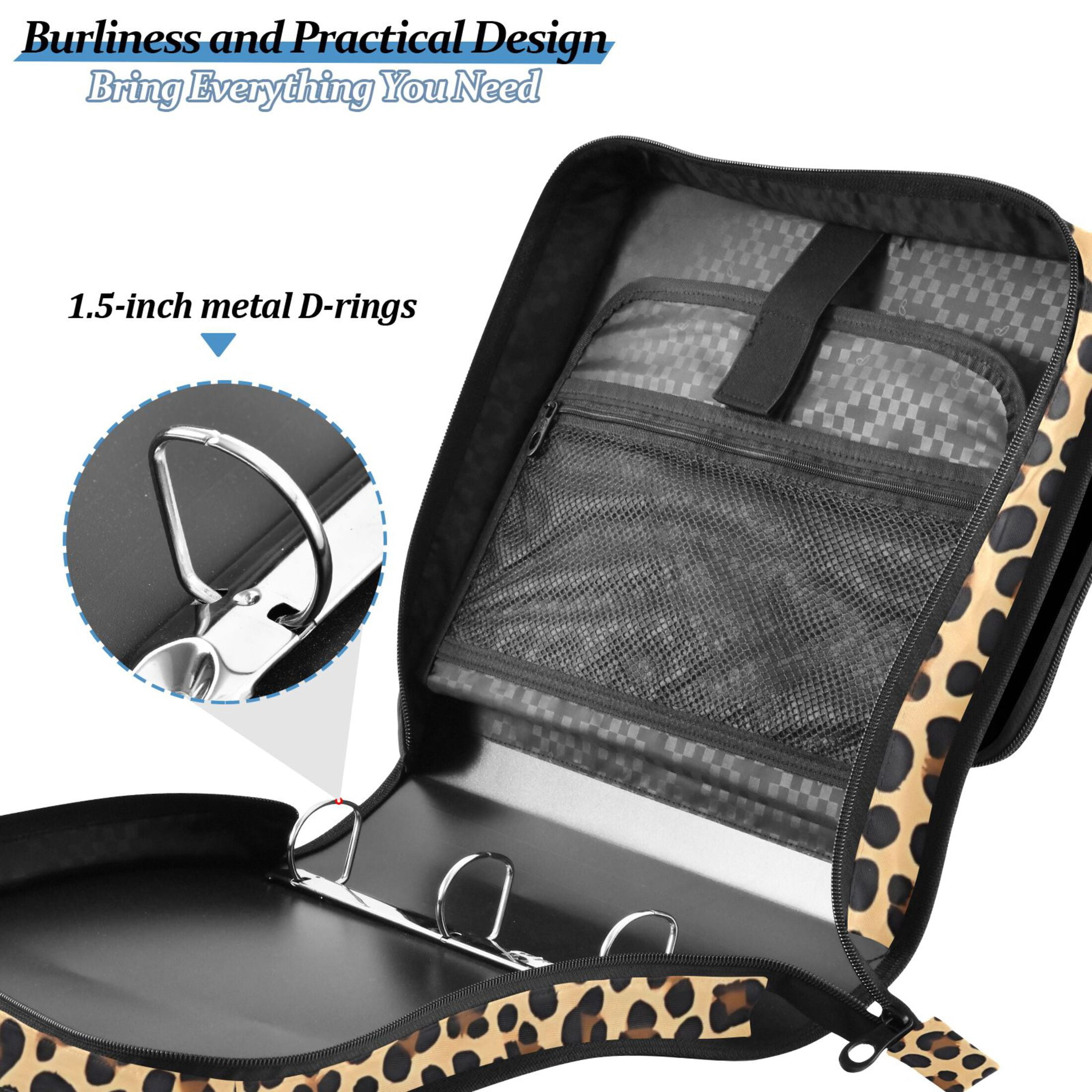 ALAZA Zipper Binder Leopard-p2 3 Ring Trapper Keeper File Folder Organizer Bag