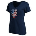 thumbnail image 2 of Women's Navy New York Mets Logo Banner Wave V-Neck T-Shirt, 2 of 3