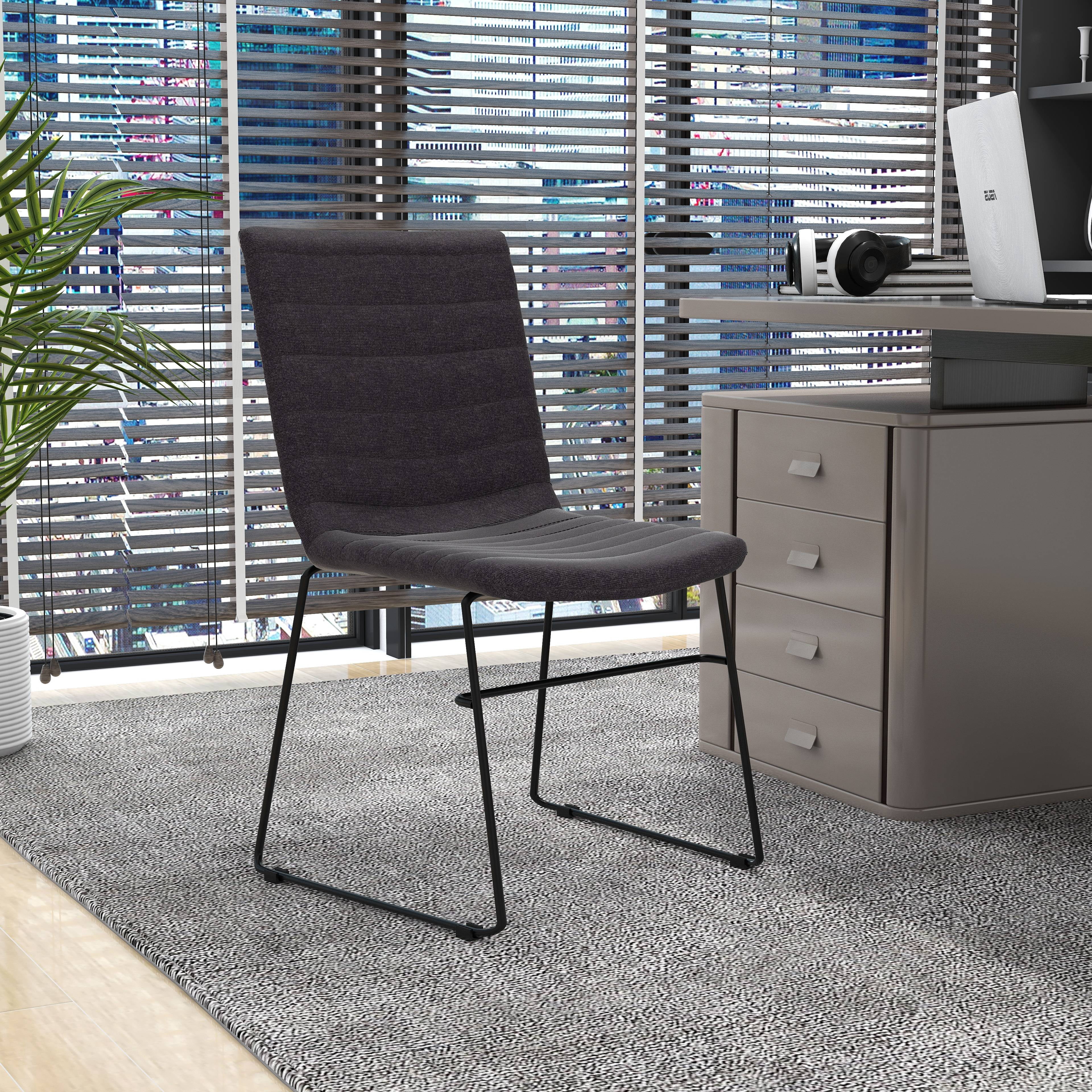 LeisureMod Ergonomic Office Chair Upholstered Guest Side Chair Padded Seat and Back Desk Chair with Powder-Coated Stainless Steel Base Zylar Collection in Brown