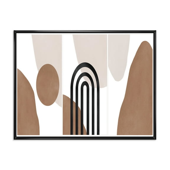 Designart 'Abstract Shapes in Ivory and Terracotta Shapes II' Modern Framed Canvas Wall Art Print