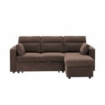 thumbnail image 4 of Muumblus 82" Convertible Sectional Sofa Bed with Cup Holders, Storage Chaise, L-Shaped Sofa Sleeper Couch Bed for Living Room, Brown Polyester, 4 of 6