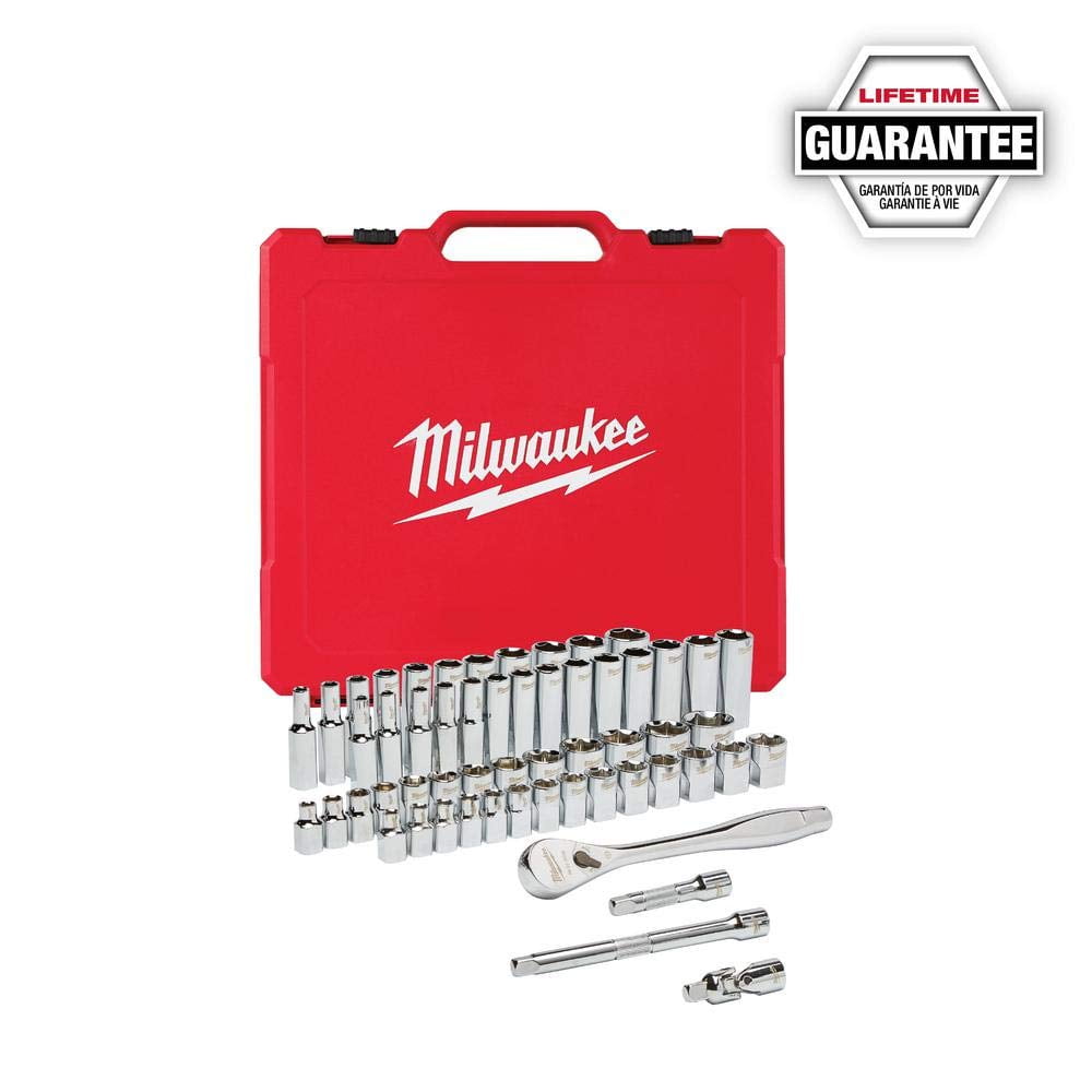 Milwaukee 3/8 in. Drive SAE/Metric Ratchet and Socket Mechanics Tool Set (56-Piece) C64