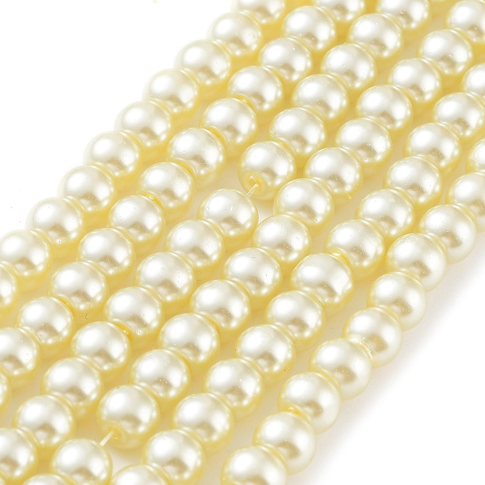 20Strand Baking Painted Pearlized Glass Pearl Round Bead Strands Lemon Chiffon 6~7mm Hole: 1mm about 135~140pcs/strand 31.4 inch
