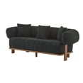 thumbnail image 2 of Christopher Knight Home Modern Minimalist 3-Seater Sofa, Rounded Arms, Solid Wood Frame, Black, 2 of 10