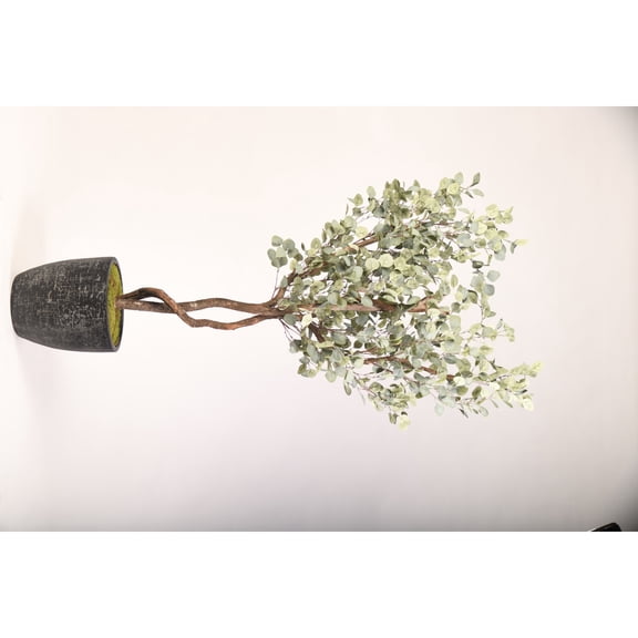 D&W Silks 7' Eucalyptus Tree in Round Black Textured Planter