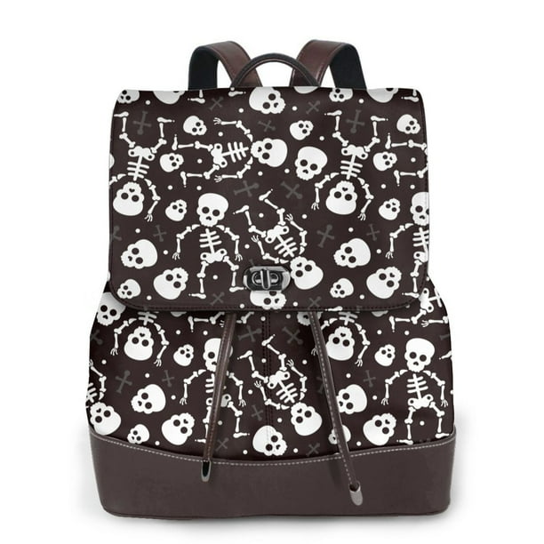 Fotbe Skeleton Mochila Bolso con Estampado para Mujer, Mochila Antirrobo de Nylon Impermeable, Bolsa Ligera de Hombro