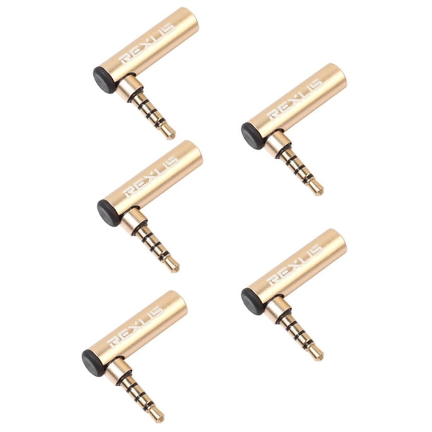 Conector Conector Enchufe De Conector Adaptador En Ángulo Recto De 90 Grados Macho A Hembra De 3,5 Mm (5 Piezas)