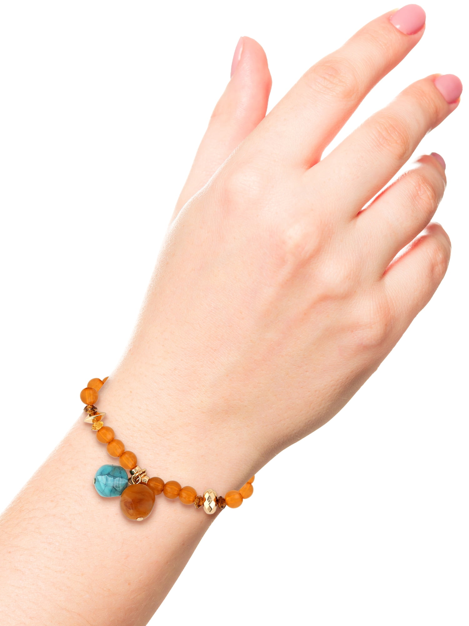 Jessica Simpson Women's Gold-Tone Multi-Bead Bracelet Stack, 3 Pack