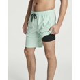 thumbnail image 3 of Real Essentials 3 Pack: Men's 9" Inch 2 in 1 Board Shorts with Compression Liner - Bathing Suit With Back Flap Pocket, 3 of 6