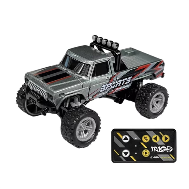 Camión Monstruo Todoterreno Teledirigido RC 1/64, Modelo de Coche de Escalada A Control Remoto 2.4G, Vehículo de Juguete Gris.
