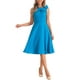 thumbnail image 1 of Vestido de cóctel elegante Inspire Chic para mujer, vestido midi formal sin mangas con vuelo, talla XS, azul lago, 1 of 5