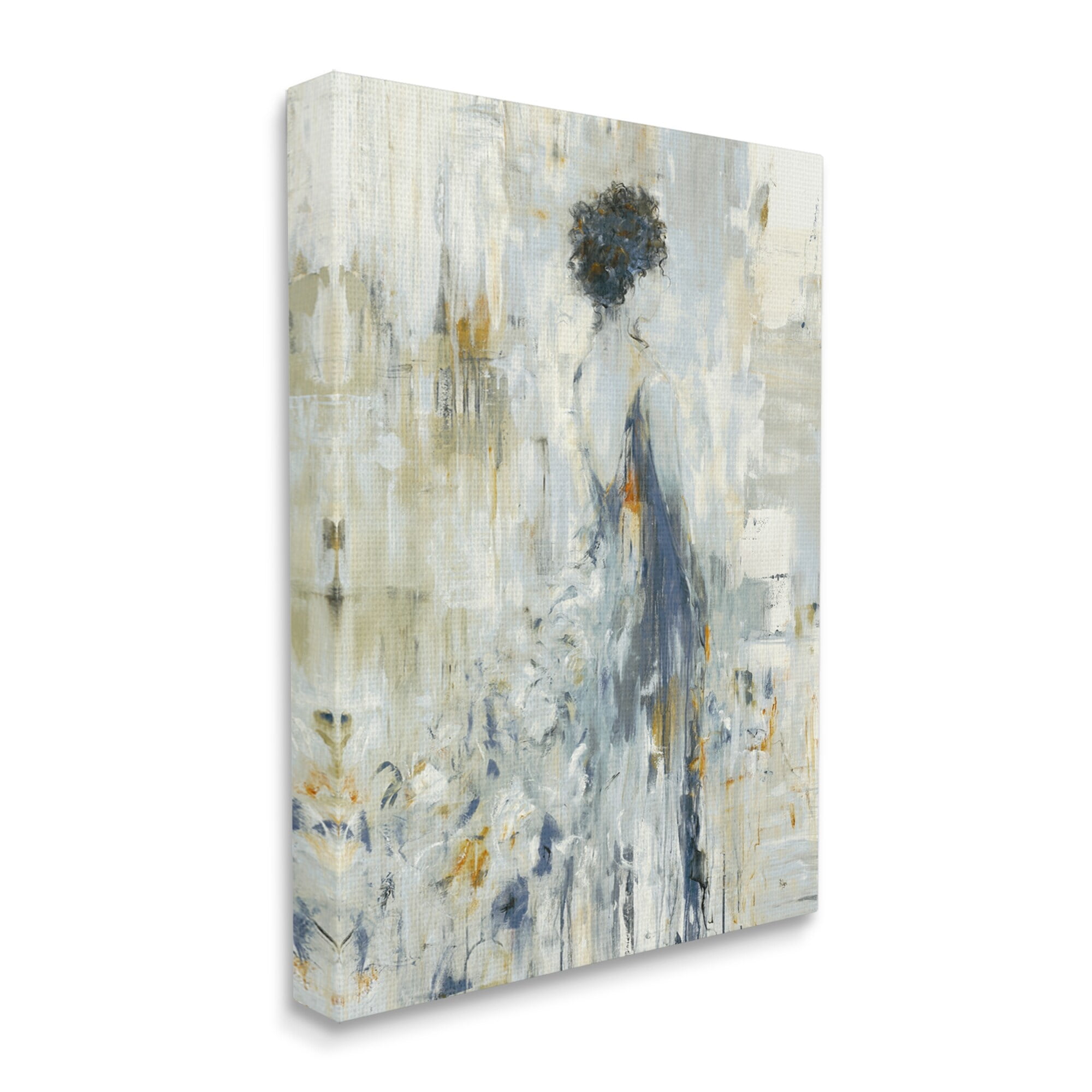 Stupell Industries Abstract Woman Blue Dress Gown Blocked Brushstrokes Canvas Wall Art, 16 x 20, Design by Lisa Ridgers