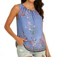 thumbnail image 2 of HOMBOM Tank Tops for Women Summer Sleeveless Chiffon Floral Blue Loose Fit Womens T Shirts, 2 of 7