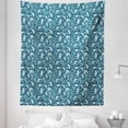 thumbnail image 1 of Vintage Blue Tapestry, Middle Eastern Paisley Pattern Curvy Motifs with Floral Details, Fabric Wall Hanging Decor for Bedroom Living Room Dorm, 5 Sizes, Dark Blue Teal and White, by Ambesonne, 1 of 1
