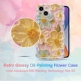 thumbnail image 3 of Case for iPhone 14 6.1 inch, Colorful Retro Oil Painting Flower Case Pretty Glossy Pattern Wave Case Cute Sparkly Floral Curly Cover Stylish Soft Case for Women and Girl - Yellow Green, 3 of 14