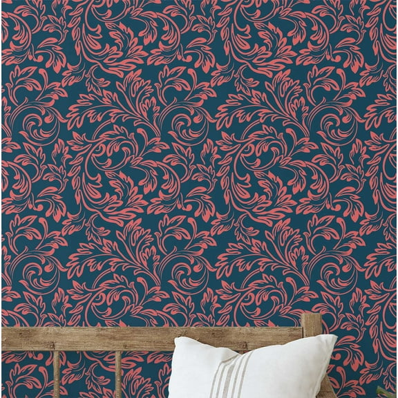 S4Sassy Nature-Inspired Waterproof Wall Wrap, Plain Finish Wallcover, Classic Motif Leaf Print Contact Paper For Walls, Cabinets, Dresser, Self Adhesive Vinyl Wallpaper Roll- Teal (25"X120")
