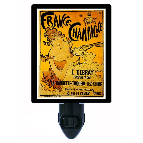 Night Light - France Champagne. | Vintage Kitchen Theme, Includes Free Switchable Insert, 4W Bulb, E12 Base