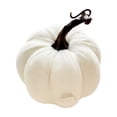 thumbnail image 2 of White Velvet Pumpkin Decoration 5 Inch, Plush Faux Pumpkin for Halloween Fall Home Decor, Soft Fabric Ornament for Table Centerpiece Shelf Sitter, Kids Pet Safe Reusable Autumn Accent, 2 of 7