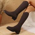 thumbnail image 6 of Viluyesy Womens Knee High Boots, Fall Winter Round Toe Chunky Heels Pull-On Knitted Sock Tall Boots Brown US8.5, 6 of 9