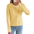 thumbnail image 2 of Suéteres Tipo Cárdigan de Larga con Cuello en V para Mujer, Chaquetas de Punto Gruesas, y con Botones, para Otoño e Invierno. Amarillo S, 2 of 9