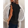 thumbnail image 3 of Women's Summer Blouse - V-Neck, Cap Sleeves, Pure Color, Elegant and Flowy Tee Shirt, Black, XXL, 3 of 4
