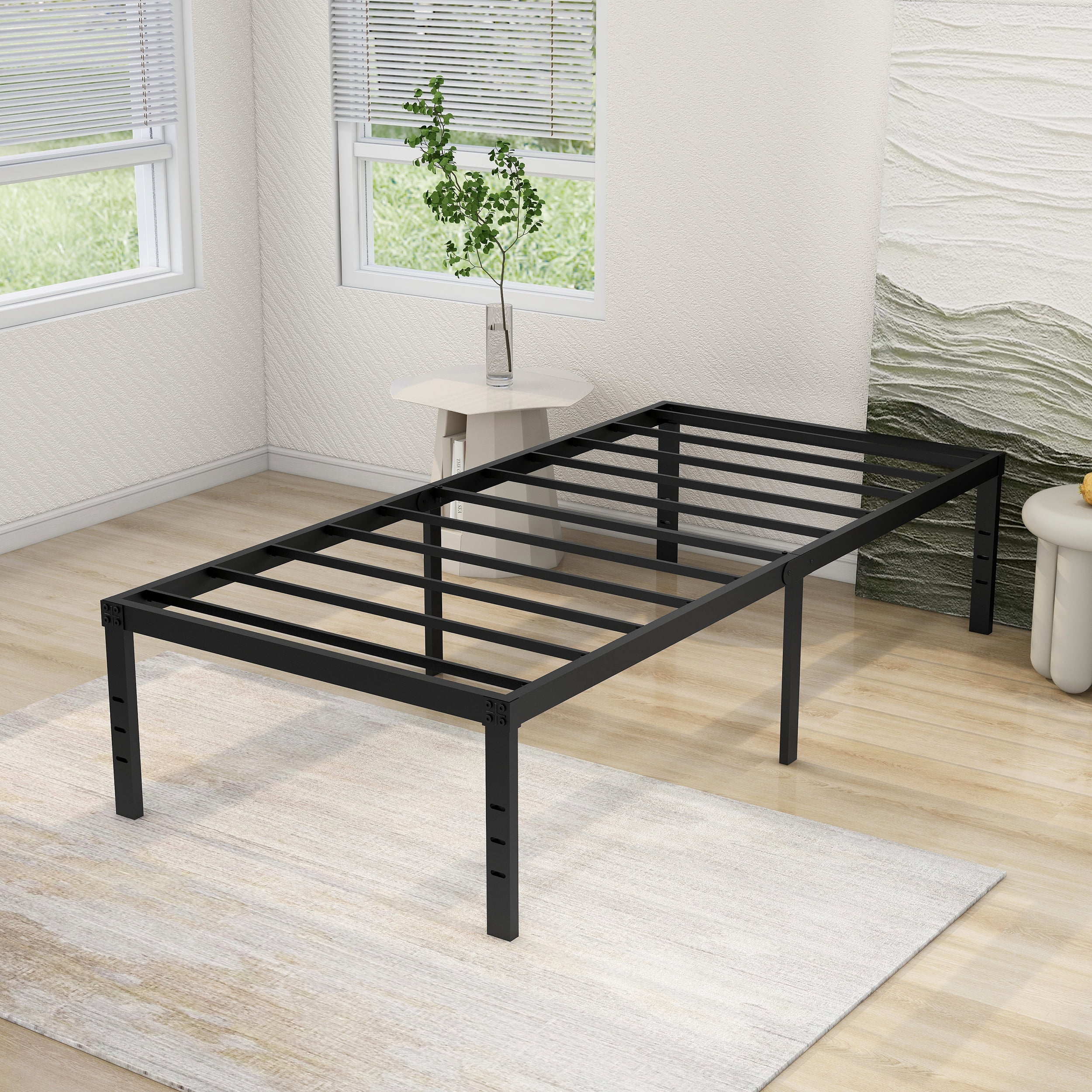 NNV 18" 3500 lbs Heavy Duty Twin XL Bed Frame, Duty Steel Slat Metal