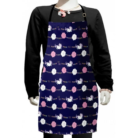 

Cartoon Kids Apron I Like Babies Hello Calligraphic Layout of Clouds Unicorns and Party Flags Boys Girls Apron Bib with Adjustable Ties for Cooking Baking Painting Indigo Multicolor by Ambesonne