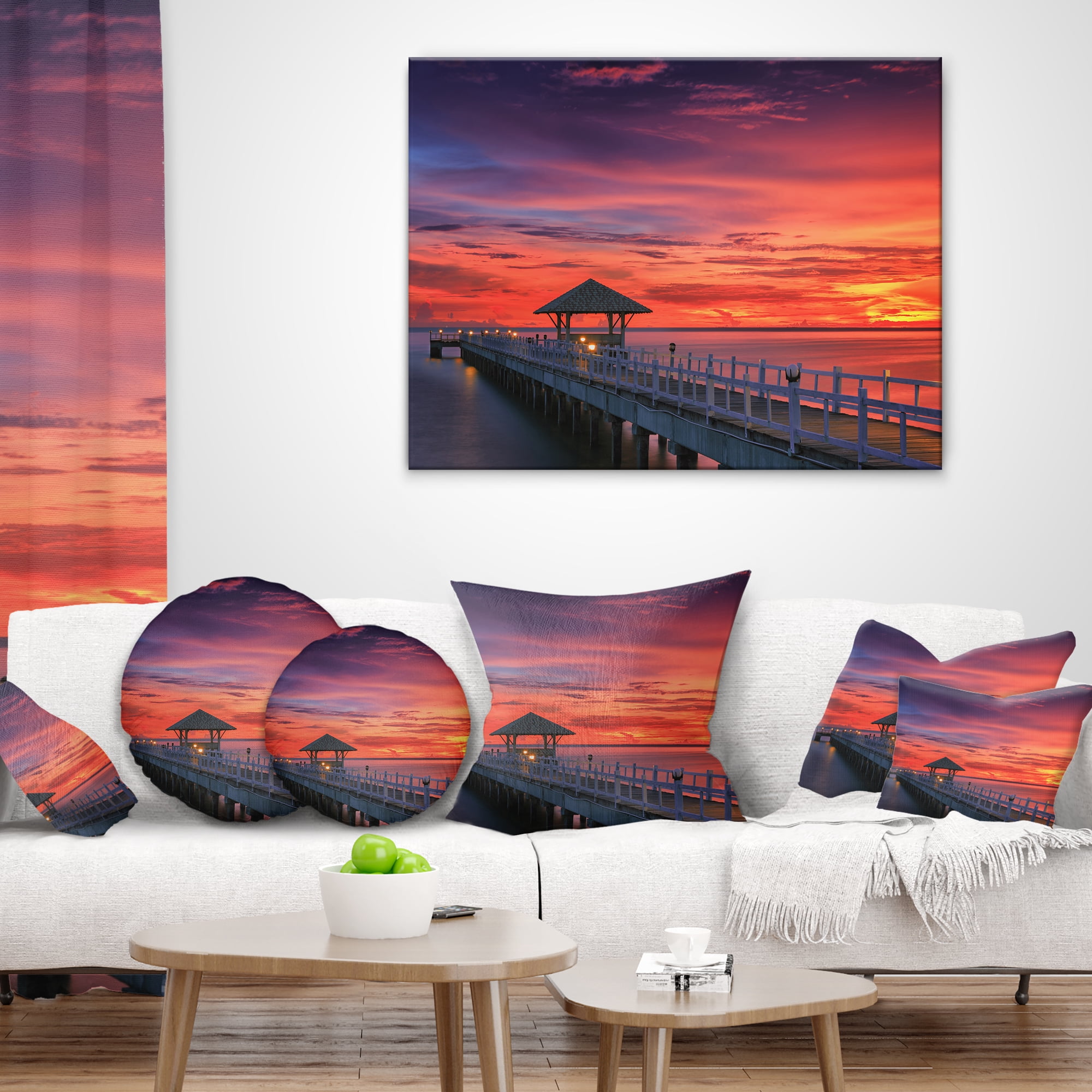 Designart 12" x 20" Multi-color Bridge Pier Polyester Throw Pillow