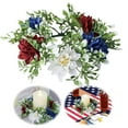 thumbnail image 2 of Patriotic Candle Wreaths - 10" Red White Blue Artificial Flower Rings for 4th of July, Memorial Day & Veterans Day Centerpieces - Farmhouse Holiday Table Decorations, 2 of 9