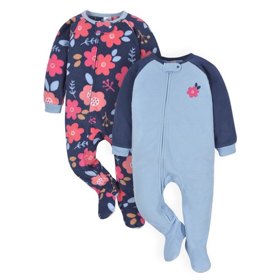 Set 2 Mamelucos Gerber Azul Niña Talla 3-6 Meses