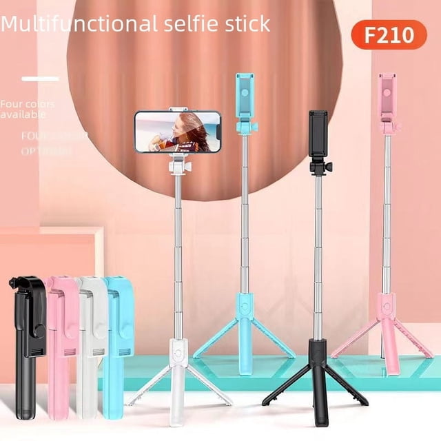 Trípode con palo para selfies con Bluetooth para teléfono móvil, luz telescópica, minicámara portátil de mano