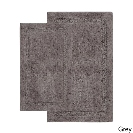 Saffron Fabs Cotton Regency Bath Rug (Set of 2) Grey 34 x 21 & 36 x 24