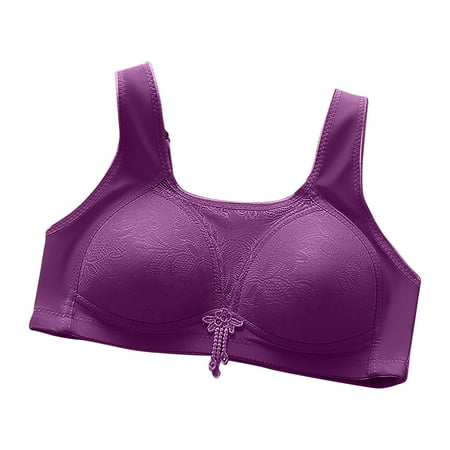 Wirefree T-Shirt Bra Women Seamless Bra Feature V-Neck Demi & Balconette Bra Style W-941 Hook and Eye Closure BralettesLace Purple L