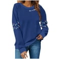 thumbnail image 2 of HOMBOM Trendy Sweatshirt for Women Crew Neck Graphic Pullover Long Sleeve Cute Christmas Navy Womens Tops, 2 of 4