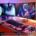 thumbnail image 4 of Gaming Mouse Pad, Japanese Night View Pink Cherry Desk Mat with Seamed Edges, Big XL Waterproof Desk Pad, Non-Slip Rubber Base, 31.5x11.8 Inch Keyboard Pad Computer Mousepad, 4 of 7