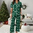 thumbnail image 5 of UngA Womens Silk Christmas Pajamas Set Satin Button Down Christmas Tree Pajamas Classic Soft Women Christmas Pajamas,Size XXL, 5 of 5