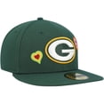 thumbnail image 3 of Men's New Era Green Green Bay Packers Chain Stitch Heart 59FIFTY Fitted Hat, 3 of 6