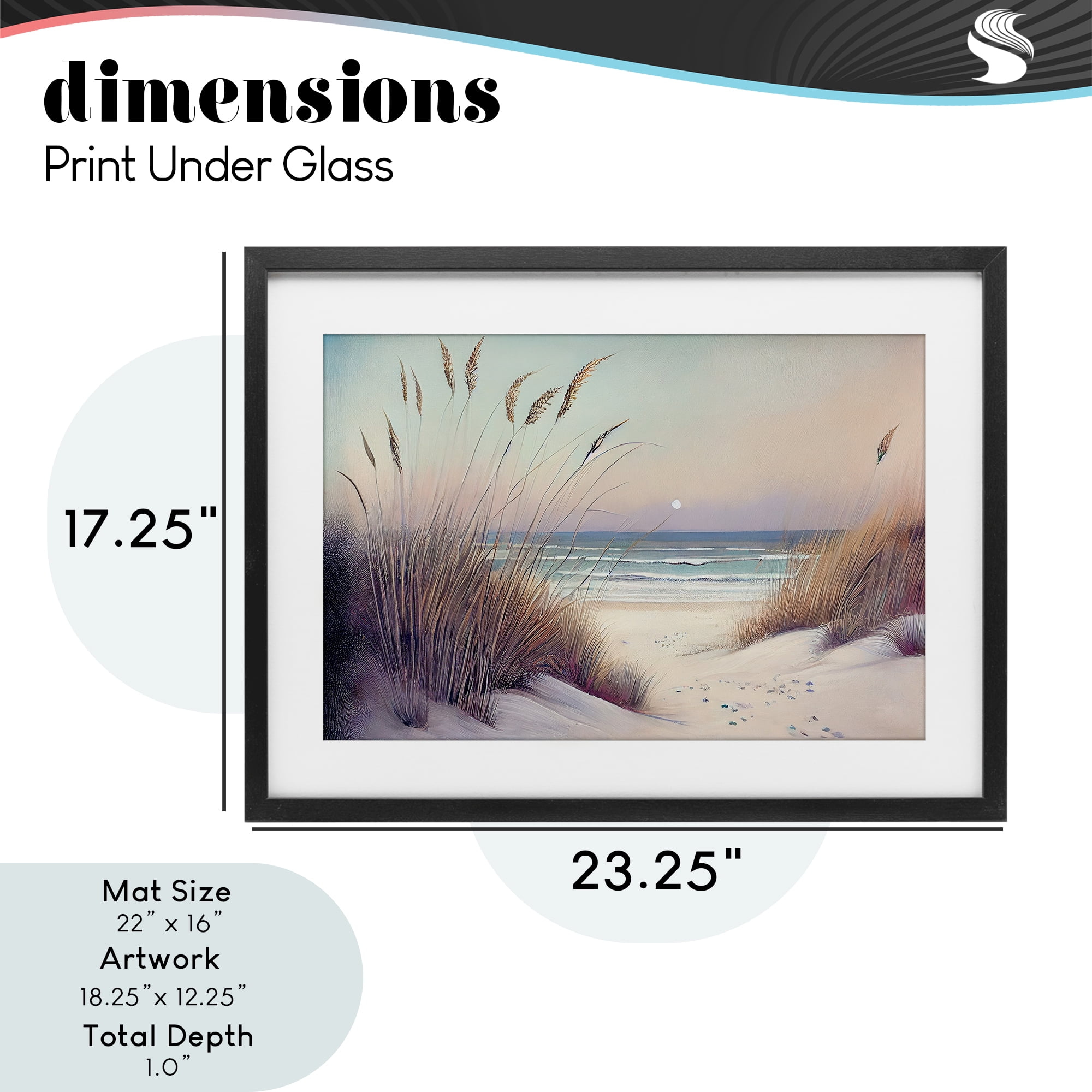 Euphoria Beach Dunes View Black Framed Print Under Glass, design by Sasha