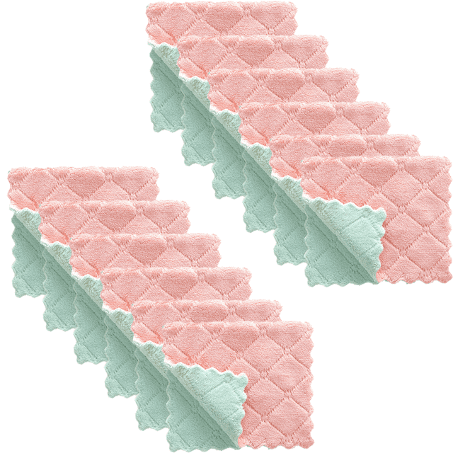 Toallas para platos de tela de cocina, paños de cocina de primera calidad, paños de cocina de terciopelo coral súper absorbentes, aceite antiadherente lavable de secado rápido