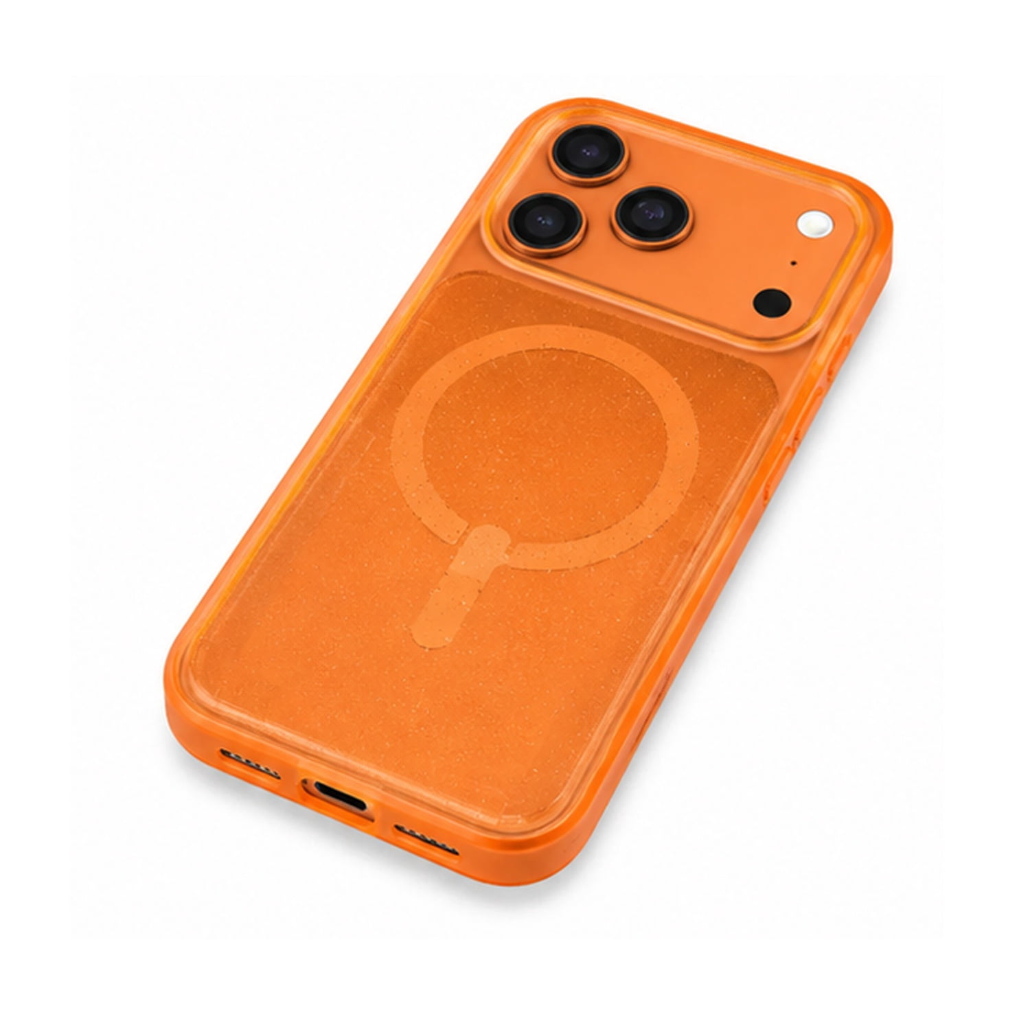 Glitter Magnetic Case with Wallet Slot for iPhone 17 Pro Max - Orange