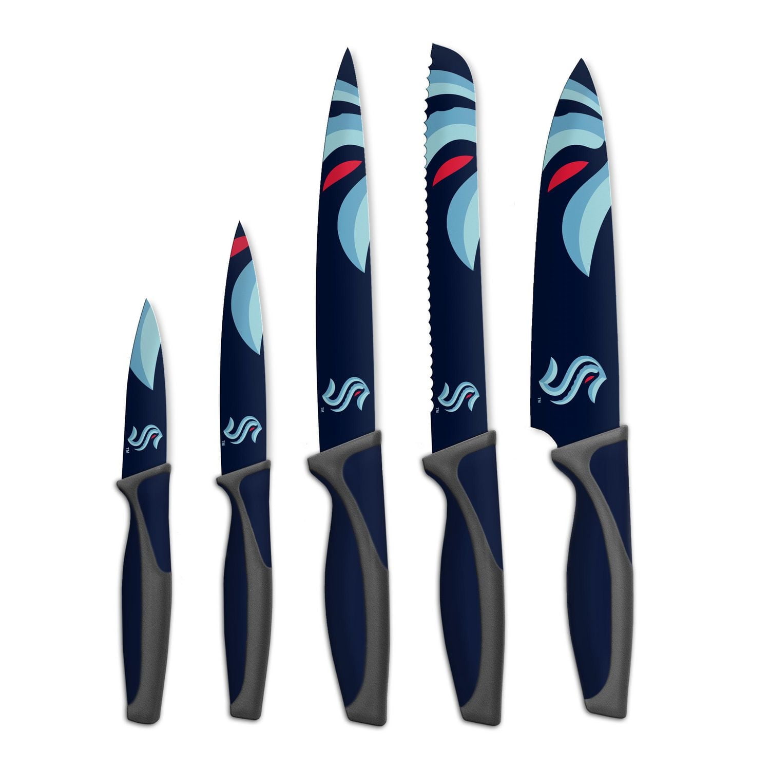 SET DE CUISINE 5 COUTEAUX SOUS LICENCE OFFICIELLE NHL SEATTLE KRAKEN