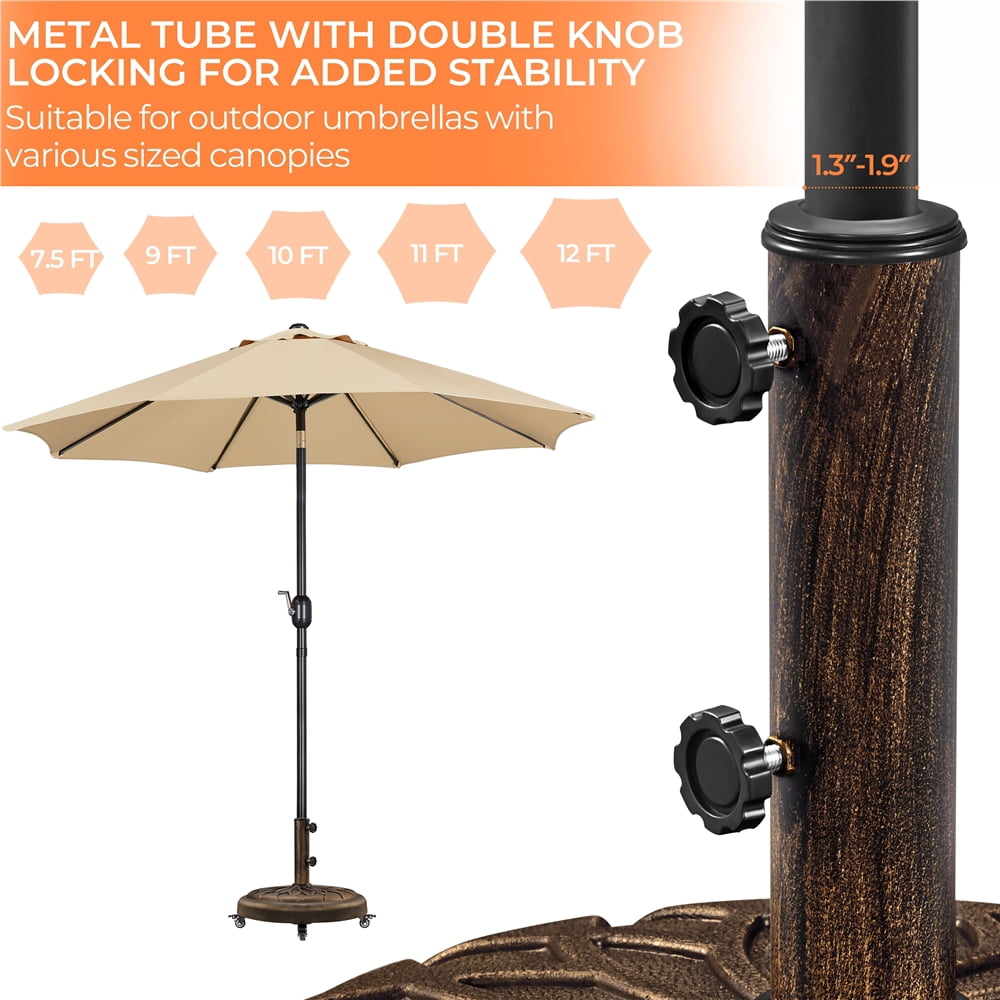 Yaheetech 45 lb Outdoor Patio Rolling Market Umbrella Base Stand, Bronze