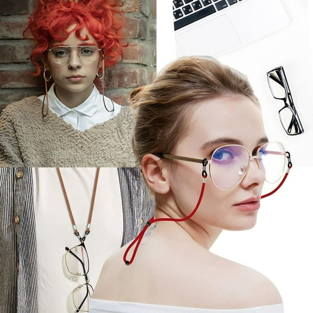 3 Pcs Unisex Glasses Straps Universal Leather Eyeglass Chain Lanyard Non Slip Glasses Straps Glasses Chain Adjustable Spectacle Neck Cord Glasses String Holder for Men and Women Walmart