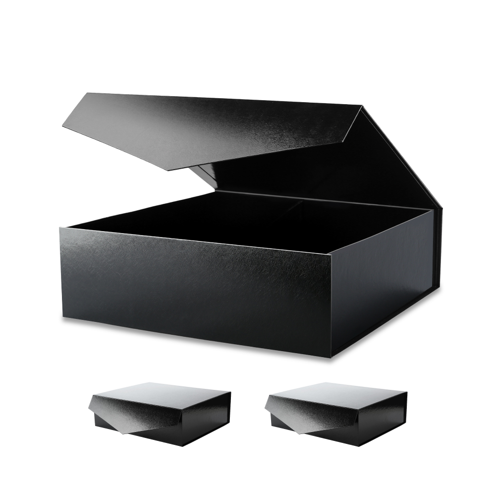 3 Extra Large Gift Boxes with Lids 16.3x14.2x5 Inches, Black Gift Boxes