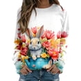 thumbnail image 1 of WEAIXIMIUNG Chandail en Molleton pour Femmes Col Rond Imprimé de Pâques Col Rond Pull Manches Longues Blouse Ample, 1 of 7