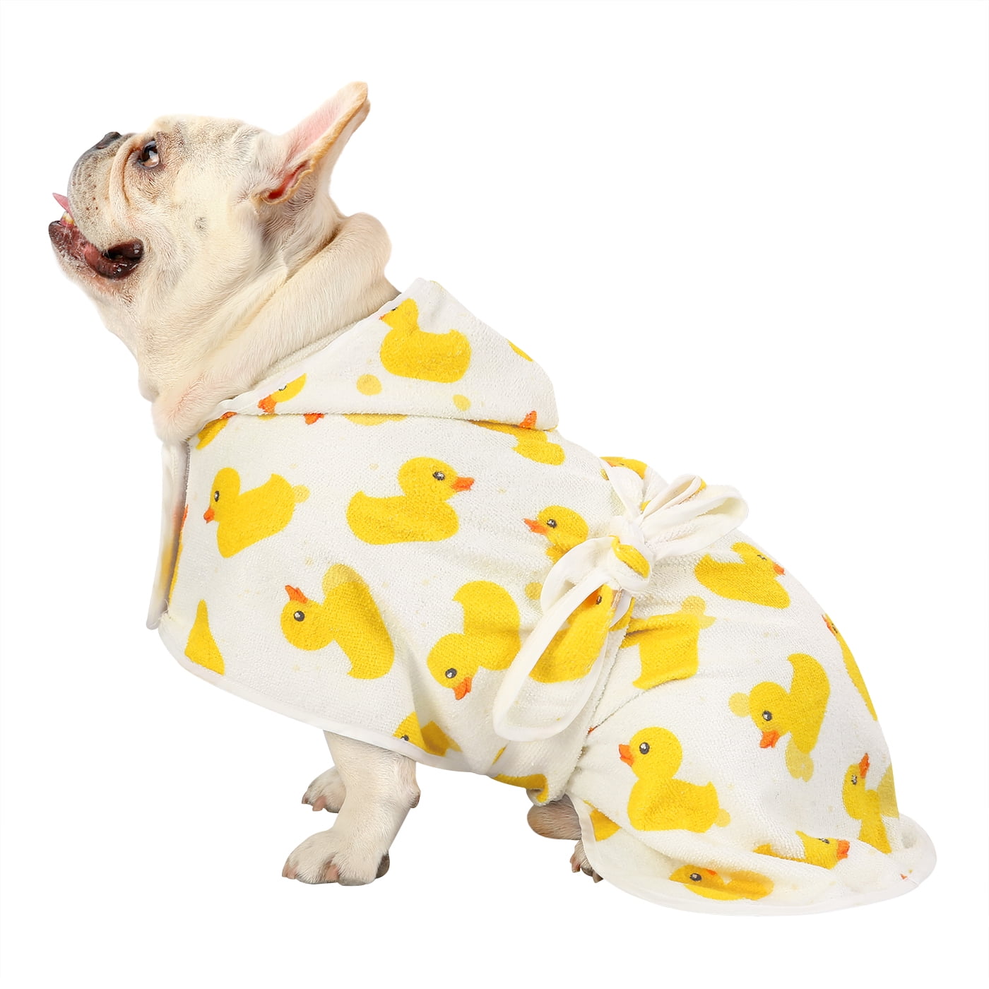 white dog robe