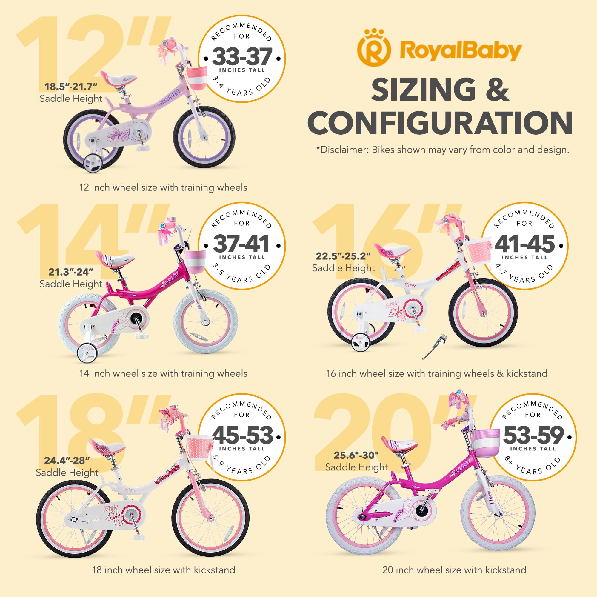 RoyalBaby Jenny Girls' 12" Training Wheel Bicycle