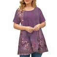 thumbnail image 2 of Drses Womens Summer Tops Women's Plus Size Top Short Sleeved Basic Printed Casual Round Neck T-shirt Wide Hem Large Cotton Shirt Tops for Women Trendy, 2 of 4