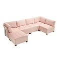 thumbnail image 4 of Modular Sectional Sofa U Shaped Modular Couch with Reversible Chaise Modular Sofa Sectional Couch, 6- Seat Convertible Sofa, Fit for Living Room (Pink), 4 of 11